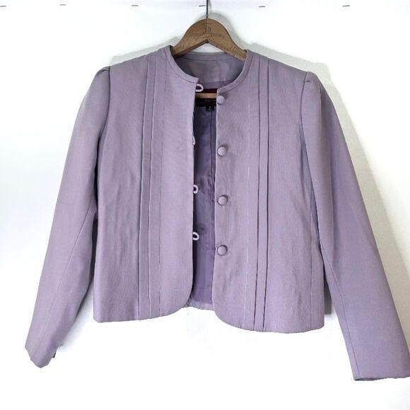 Sasson Vintage Cropped Jacket Lavender Petite 6 Pastel Office Work Modest - Picture 1 of 7